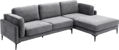 Produktbild von riess-ambiente Design Ecksofa MANHATTAN 295cm dunkelgrau Samt Federkern 3-Sitzer Metallfüße