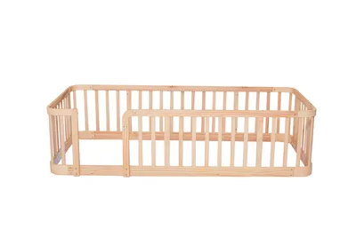 Produktbild von Zerbaco Babybett 90x200 cm, aus Naturholz, modulares Design, sichere Stababstände, abgerundete Kanten, Natur