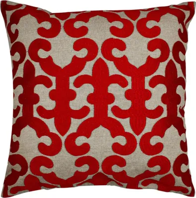 Zdjęcie produktu dla Poduszka Marrakesh poszewka na poduszkę 40x40 cm duża | poduszka na sofę przytulna bawełniana poduszka haftowana jako estetyczna dekoracja salonu na fotelu i sofie | poduszka dekoracyjna Kayon czerwona jako poduszka na krzesło w jadalni