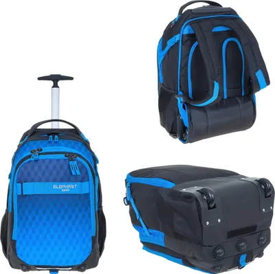 Produktbild von Schultrolley 3 Teile Set Elephant Hero Signature Trolley Rucksack Trolly Sporttasche Mäppchen Box Jungen Premium 12869 Dark Blue Cube Blau tsmb