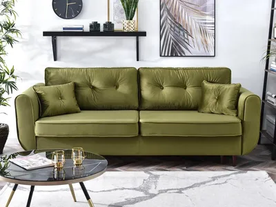 Zdjęcie produktu dla Sofa rozkładana LALESKA - jasnozielony / czarny
