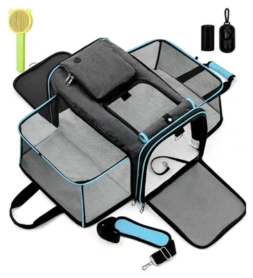 Produktbild von Katzen Transportboxen,Faltbare Hundetasche,Tragetasche Katze Transportbox für Flugzeug Auto Reise Katzen Transportboxen, Atmungsaktive Katzentasche für Katze, Kleine Hunde im Auto