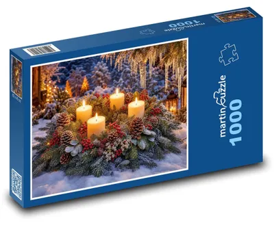 Obrázek produktu pro Puzzle 1000 Adventní věnec na sněhu - martinpuzzle