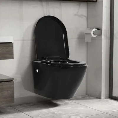 Immagine prodotto di WC a Muro con Sciacquone Nascosto in Vetroceramica Nera