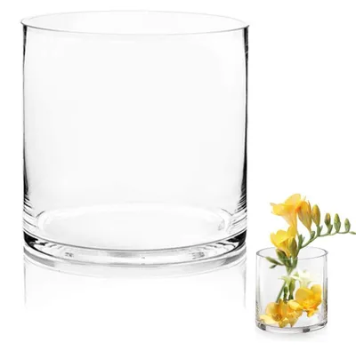 Produktbild von Glas Blumenvase Zylinder Handgemacht Kristall 15cm x 15cm Kerzenhalter Pflanzenbehälter Tischdeko