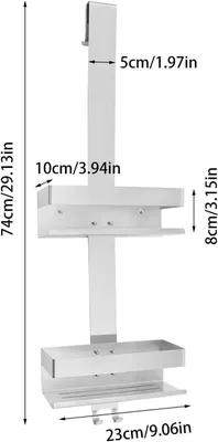 Produktbild von Duschregal Wandmontage - Duschablage mit 2 Ebenen - Ohne Bohren - Edelstahl - Mit Haken - Für Bad und Küche - Silber