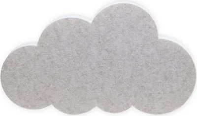 A single, light gray, felt cloud-shaped sound-absorbing panel against a white background.