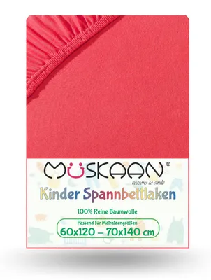 Produktbild von Jersey Kinder Spannbettlaken 60x120 cm - 70x140 cm Rot 100% Baumwolle