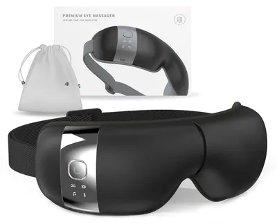 Productafbeelding van Oogmassageapparaat met warmte, vibratie, een verwarmde massagefunctie voor migraine, ontspanning en het verminderen van vermoeide ogen, wallen en donkere kringen onder de ogen, en droge ogen