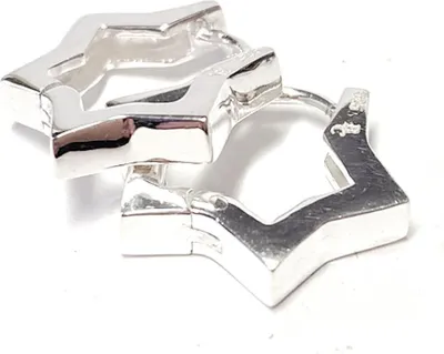 Produktbild von Ohrringe feine Scharniercreole in Sternform 925/- sterling Silber poliert