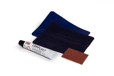 Produktbild von Reparatur Spezial-Flickzeug blau für Velour Luftbett Matratzen 2x Flicken 1x Kleber