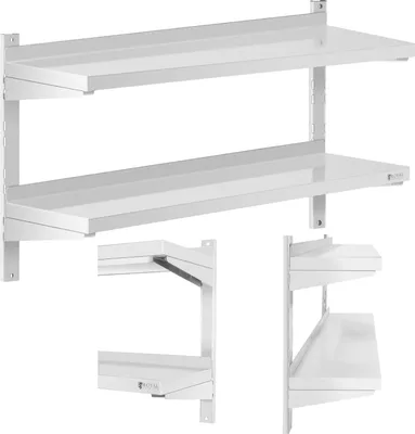 Produktbild von Doppelt verstellbares Wandregal für die Gastronomie STAHL 100 x 30 cm