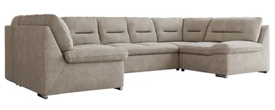 Produktbild von Sofa XXL U-Form Beige, Wohnlandschaft U Form mit Schlaffunktion, Sofa mit Schlaffunktion, Schlafsofa, Wohnzimmer Couch mit schlaffunktion - Morbido U - Beige Stukture