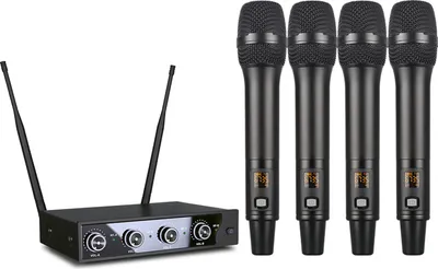 Produktbild von INF Professionelles Funkmikrofon im 4er-Set mit festem Empfänger