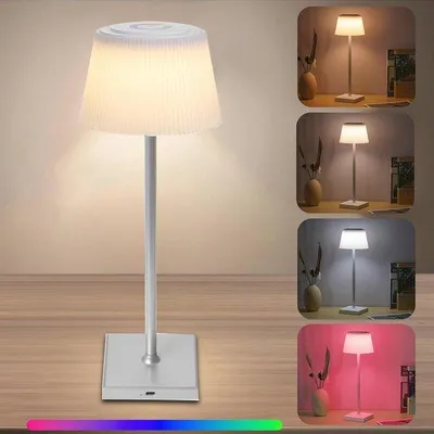 Productafbeelding van Draadloze LED Tafellamp - 38 cm - Dimbaar - RGB + CCT - Oplaadbaar - IP44 - Voor Binnen en Buiten