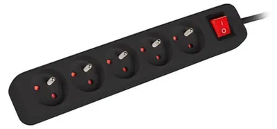Image de Lanberg PS1-05E-0150-BK rallonge électrique 1,5 m 5 prise(s) CA Intérieur Noir