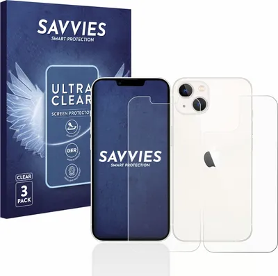Produktbild von 6x Für Apple iPhone 13 (Display+Rückseite) Schutzfolie Savvies Displayschutz Display Schutz Folie Klar Transparent