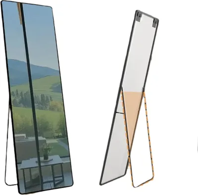Immagine prodotto di Specchio a figura intera, 160 x 50 cm, rettangolare, da appoggiare a terra o da fissare a parete, colore nero