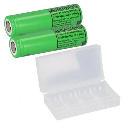 Produktbild von 2x LG INR18650-MJ1 3,7V 3500mAh 10A unprotected flat Top + Akkubox