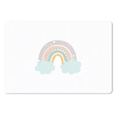 Produktbild von MuchoWow® Schreibtischunterlage Regenbogen - Sterne - Punkte - Wolken - Kinder 60x40 cm - XXL Mauspad - Großes Mauspad