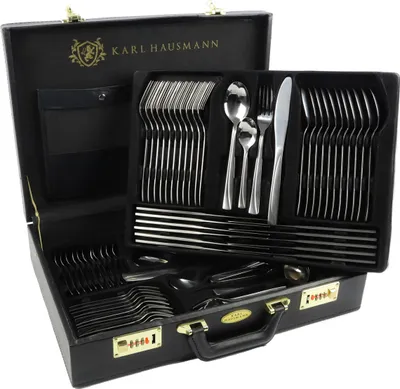 A Karl Hausmann 72-piece cutlery set in a black briefcase.