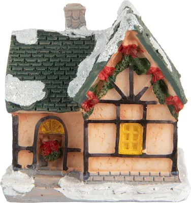 Produktbild von Clayre & Eef Dekoratives Haus mit LED 6x5x6 cm Orange Kunststoff
