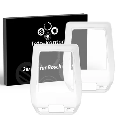 Produktbild von foto-kontor 2X Schutzhülle kompatibel mit Bosch Nyon 2 Display (BUI350) E-Bike Fahrrad Display TPU Hülle Cover Displayschutz Case Schutz gegen Wasser und Schmutz transparent durchsichtig