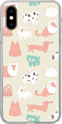Produktbild von MuchoWow® Handyhülle Schutzhülle Hülle für Telefoonhoesje iPhone X Muster - Hund - Welpe - Jungen - Mädchen - Kinder - Kinder Silikon Softcase Handy Hülle - Handyhülle