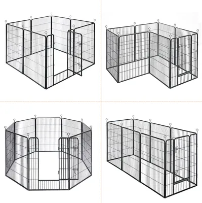 Produktbild von FEANDREA Welpenauslauf, 8 Platten DIY, Doppel-L-Schloss, 77x100cm schwarz PPK81H