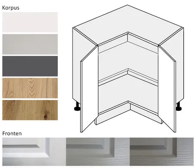 Image de Meuble d'angle EB-D12/90 à 2 portes, 90 x 90 cm, couleur et équipement au choix