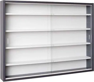 Produktbild von Wandvitrine aus Glas in Grau - 80x60x9,5 cm - Wandhängend