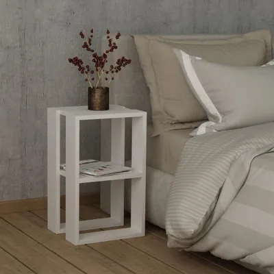 Immagine prodotto di Comodino due ripiani Lonie 34x30x55h colore bianco
