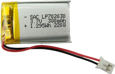 Produktbild von 802030 3,7Volt Akku 300 mAh LIPO L 30 mm B 20mm T 7mm JST PH2.0 Stecker Schutzplatine