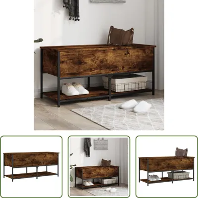 Obrázok produktu pre The Living Store Lavica s úložným priestorom údený dub 100x42,5x47 cm materiál na báze dreva