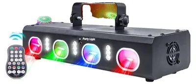 Obrázok produktu pre DJ Disco svetlá, 15W, s diaľkovým ovládaním a hlasovým ovládaním, čierna farba