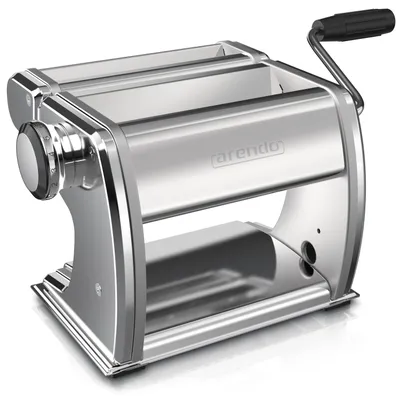 Produktbild von Arendo Nudelmaschine manuell, Pasta Maker, Edelstahl, Nudelpresse, 7 einstellbare Stärken, Duplexvorsatz für Spaghetti, Tagliatelle, Lasagne - 2mm und 6,5mm