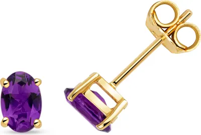 Productafbeelding van Oorbellen voor dames, goud 375/1000 met amethist - 6mm * 4mm; TRS3106