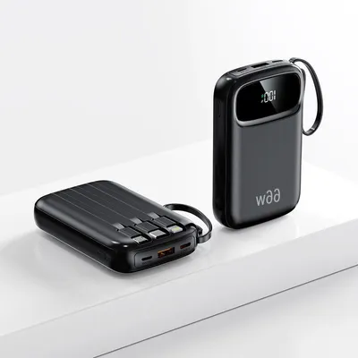 Produktbild von Powerbank 10000mAh – Tragbares Ladegerät mit integriertem USB-C-Kabel, 66W Schnellladefunktion, kompakte Powerbank für iPhone & Android