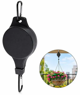 Produktbild von Blumenampel Haken 2er Set höhenverstellbar – 1-8kg, Seilzug, Pflanzenaufzug | Für Balkon & Garten