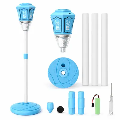 Produktbild von Seifenblasenmaschine Kinder mit LED Licht & Musik, automatische Bubble Machine 47 Zoll, wiederaufladbar, 2 in 1 für Garten Party & Geburtstag