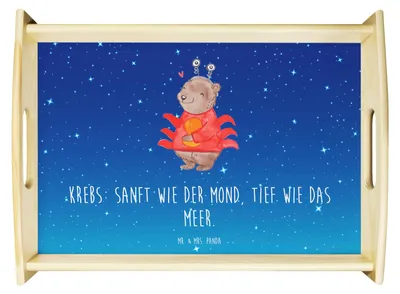 Produktbild von Mr. & Mrs. Panda Serviertablett Krebs Astrologie - Sternenhimmel Blau - Geschenk, Tierkreiszeichen, Sternzeichen, Bett-Tablett, Geburtstagsgeschenk, Deko Tablett, Servier