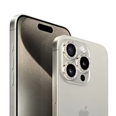 Produktbild von Kamera Panzerfolie Linsenschutz passend für Apple iPhone 15 Pro Max in Gold
