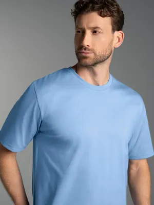Produktbild von 2 Trigema Herren T-Shirt DELUXE-Single-Jersey 100% Baumwolle Gr. L (6) Hellblau 37202_042