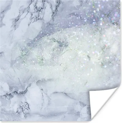 Produktbild von MuchoWow® Poster Marmor - Glitter - Blau 50x50 cm - Wohnzimmerdekoration
