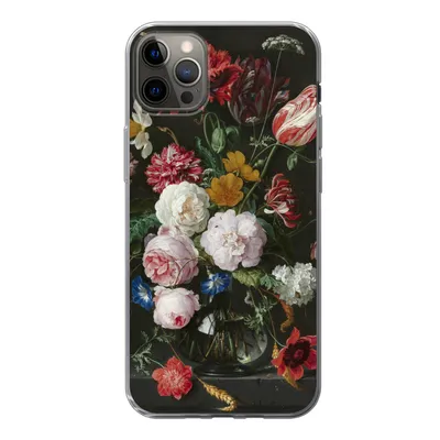 Produktbild von MuchoWow® Handyhülle Schutzhülle Hülle für iPhone 13 Pro Max Stilleben mit Blumen in einer Glasvase - Gemälde von Jan Davidsz. de Heem Silikon Softcase Handy Hülle - Mobiltelefon