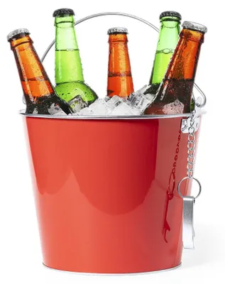 Produktbild von Eiskubel/Bierkuhler - 6L - Metall - rot - mit Flaschenoffner
