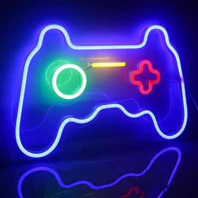 Produktbild von LED Dekolicht Spiel Leuchtreklame,Neonlicht,Schild,Blau Gamepad Neon Leuchtschrift