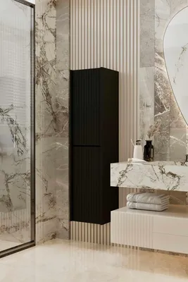 Obrázok produktu pre Skye Decor, kvalitná kúpeľňová skrinka, čierna, 138 cm | 100% laminovaná MDF