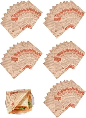 Produktbild von Papier für Frittieren, 50 Blatt, gecoat, fettabweisend, für Hamburger
