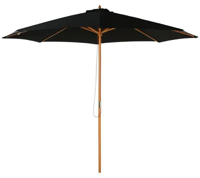 Produktbild von Sonnenschirm Ø 300 cm, Sonnenschirm mit UV Schutz Balkonschirm aus Holz Strandschirm stabil Marktschirm Sonnenschutz für Strand Terrasse Garten, Schwarz